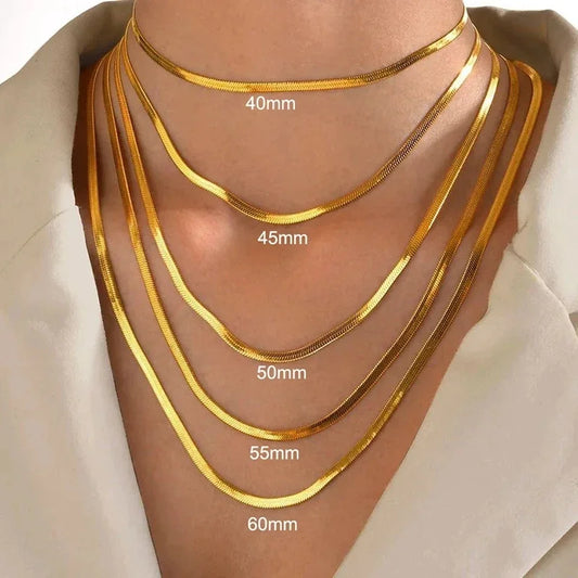 Gold Snake Chain Necklace for Women Men Herringbone